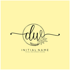 DW Letter Initial beauty monogram and elegant logo design, handwriting logo of initial signature, wedding, fashion, floral and botanical with creative template design.
