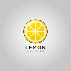 lemon or orange logo. Simple lemon icon logo. cartoon lemon label