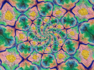 Colorful digital graphic kaleidoscope symmetry mandala style in laser light trial pattern, Tie Dye , spiderweb art abstract background for art projects, banner, business,   card, 3D, template