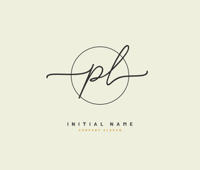 P L PL Beauty vector initial logo, handwriting logo of initial signature, wedding, fashion, jewerly, boutique, floral and botanical with creative template for any company or business.
