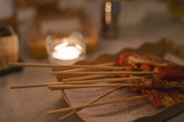 Fire candle light glass in Thai night party