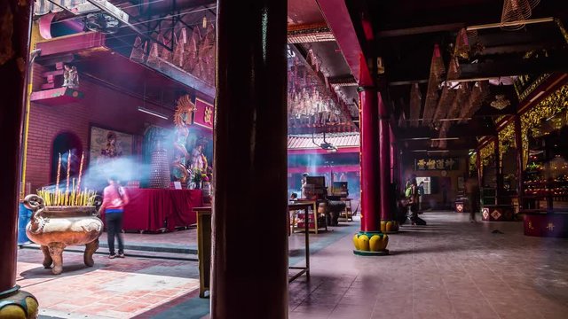 People praying at Quan Am pagoda, Ho Chi Minh City, Vietnam time lapse