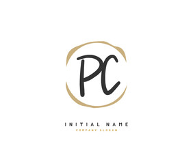P C PC Beauty vector initial logo, handwriting logo of initial signature, wedding, fashion, jewerly, boutique, floral and botanical with creative template for any company or business.