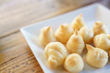 Thai small cream puff filled with vanilla