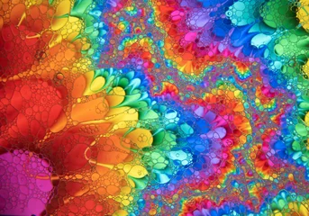 Rolgordijnen Mixing water and oil to form beautiful colorful abstract backgrounds  © Phillip Rubino