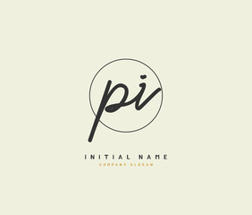 P I PI Beauty vector initial logo, handwriting logo of initial signature, wedding, fashion, jewerly, boutique, floral and botanical with creative template for any company or business.