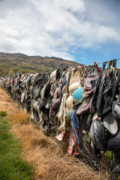 Quirky Cardrona Bra Fence, New Zealand