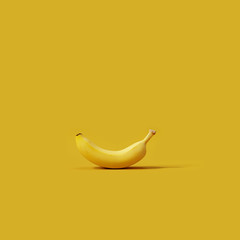 Banane auf weichem gelbem Hintergrund. 3D-Rendering © aanbetta