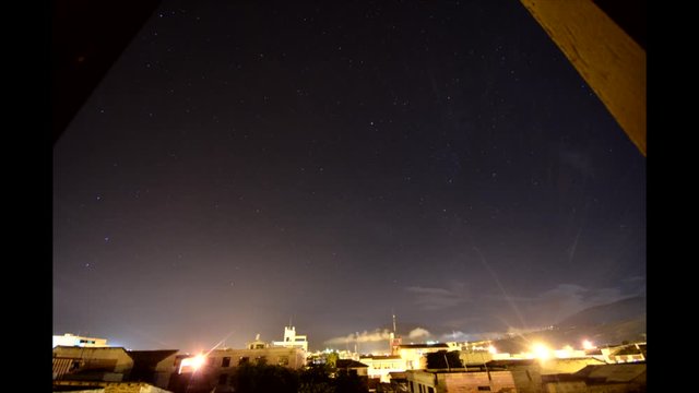 Time lapse od stars from ibarra city, ecuador