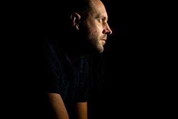 side profile portrait of man