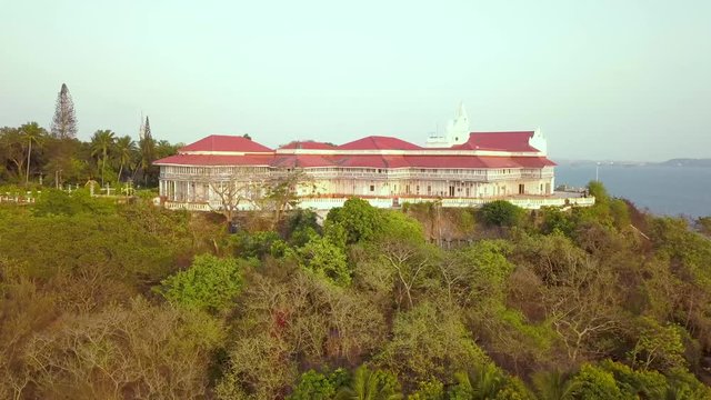 Rising Drone Shot Of Raj Bhavan In Goa, India