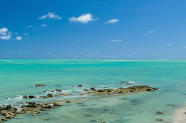 Fototapeta na wymiar Gorgeous view of Maragogi beach with its crystal clear blue wate