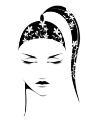 女性, 顔, 髪の毛, 花, フラワー