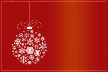 Christmas ball of snowflakes on a red background