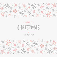 Christmas postcard with beautiful hand drawn snowflakes. Vector