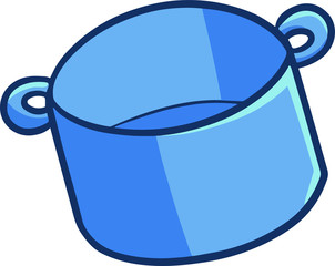 Funny and cute big blue pot for soup cooking