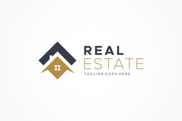 Black Gold Real Estate Logo. Construction Architecture Building Logo Design Template Element