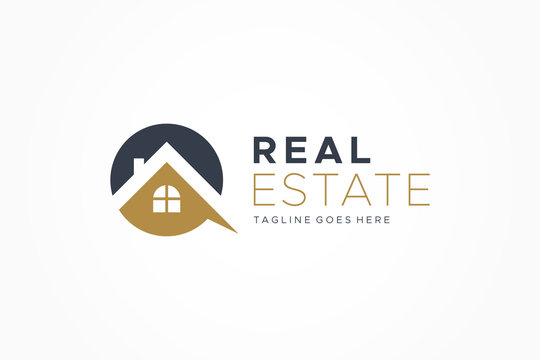 Black Gold Real Estate Logo. Construction Architecture Building Logo Design Template Element
