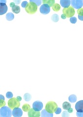 水彩（丸、ブルー系）のフレーム