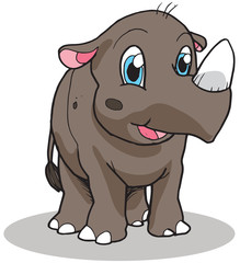Cute Rhinoceros Vector Illustration