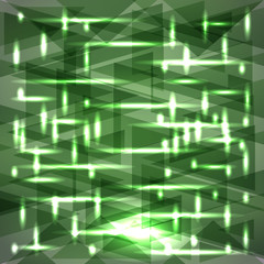 Glowing night geometry of saturated green cosmic stripes and extreme lines.