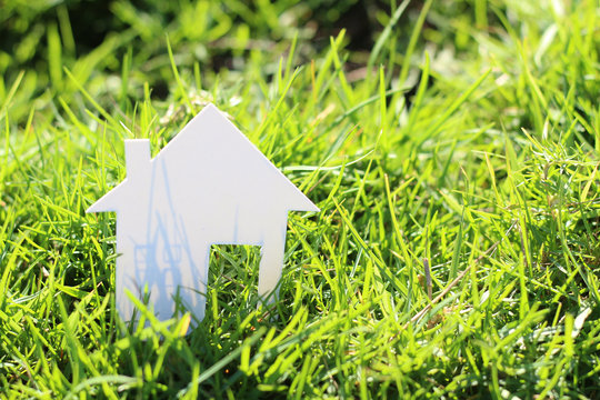 Paper House In Green Grass Field