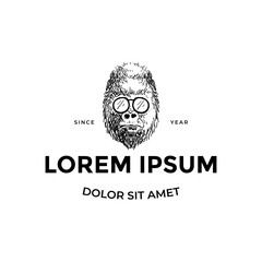 Cool gorilla wearing eyeglasses logo creative