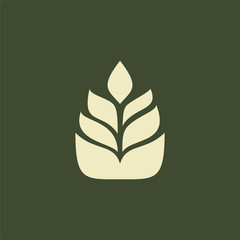 Wheat grain simple flat icon and logo design