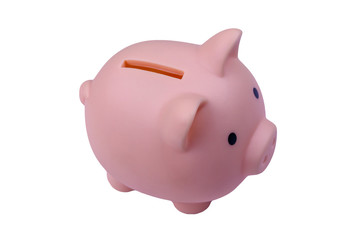Pink piggy bank isolated on white background