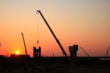 In the evening, The bridge is under construction