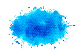 splash blue watercolor background on paper.