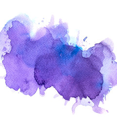 brush splash purple watercolor on paper.