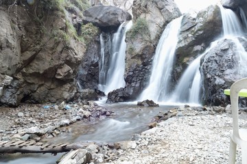 waterfall on a small stream in imlil in morocco
