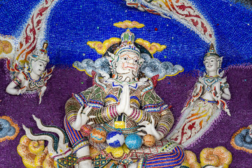 Murals on the wall temple in Bangkok Thailand / Thai painting on the wall.