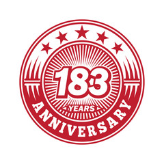  183 years logo. One hundred eighty three years anniversary celebration logo design. Vector and illustration.