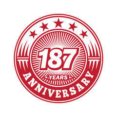  187 years logo. One hundred eighty seven years anniversary celebration logo design. Vector and illustration.