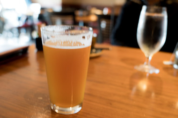 a glass or pint of beer at dinner