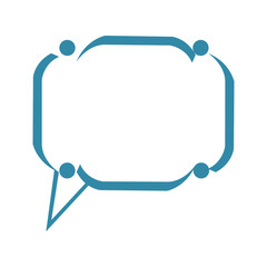 A blue square speach bubble on white