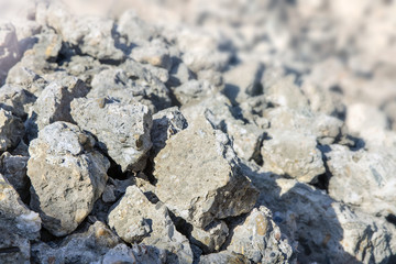Concrete stones from a destroyed road.