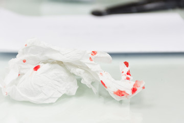 Blood on the table tissue