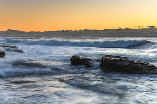Sunrise Seascape with Low Cloud Bank from Rocky Inlet