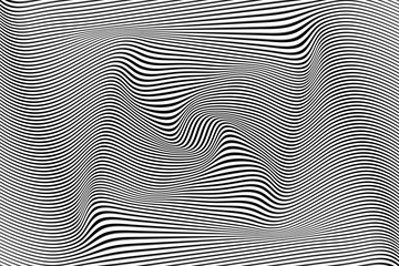 black and white abstract background with lines and wave 3D illustration