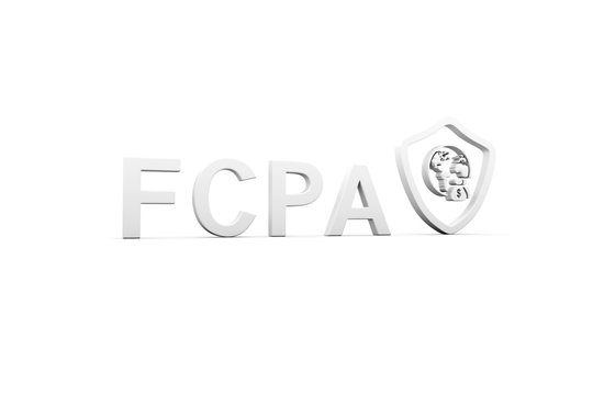 FCPA concept white background 3d render illustration