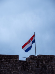 Croatian flag on display in Dubrovnik Old Town area, Croatia