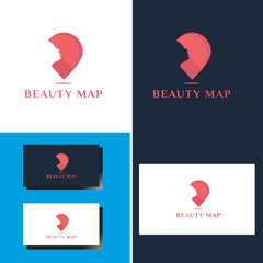 map,pin beauty logo design