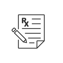Prescription icon in flat style. Rx document vector illustration on white isolated background. Paper business concept. - obrazy, fototapety, plakaty
