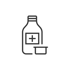 Pill bottle icon in flat style. Drugs vector illustration on white isolated background. Pharmacy business concept.