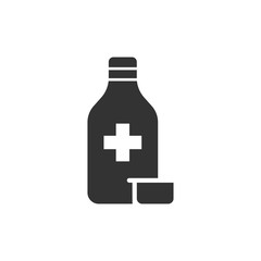 Pill bottle icon in flat style. Drugs vector illustration on white isolated background. Pharmacy business concept.
