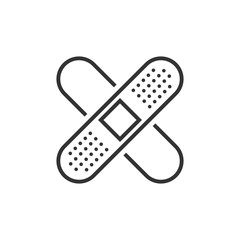 Bandage icon in flat style. Plaster vector illustration on white isolated background. First aid kit business concept.