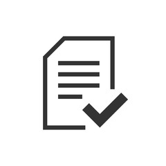 Approved document icon in flat style. Authorize vector illustration on white isolated background. Agreement check mark business concept.